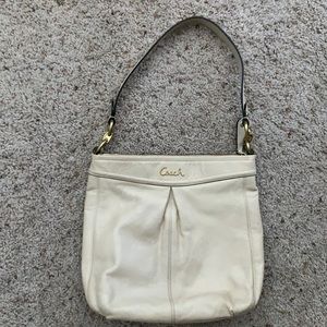 Cream Leather Coach Shoulder Bag